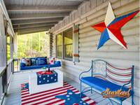 Patriotic decor and porch swing
